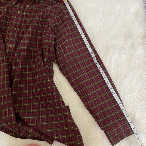 LL. Bean Shirt Men's XL Tall Red/Burgundy Plaid Long Sleeve Wrinkle Resistant Co - Picture 7 of 8